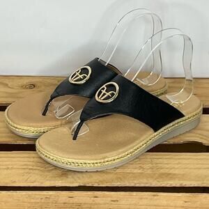 Flexi black thong leather sandals women's size 7.5